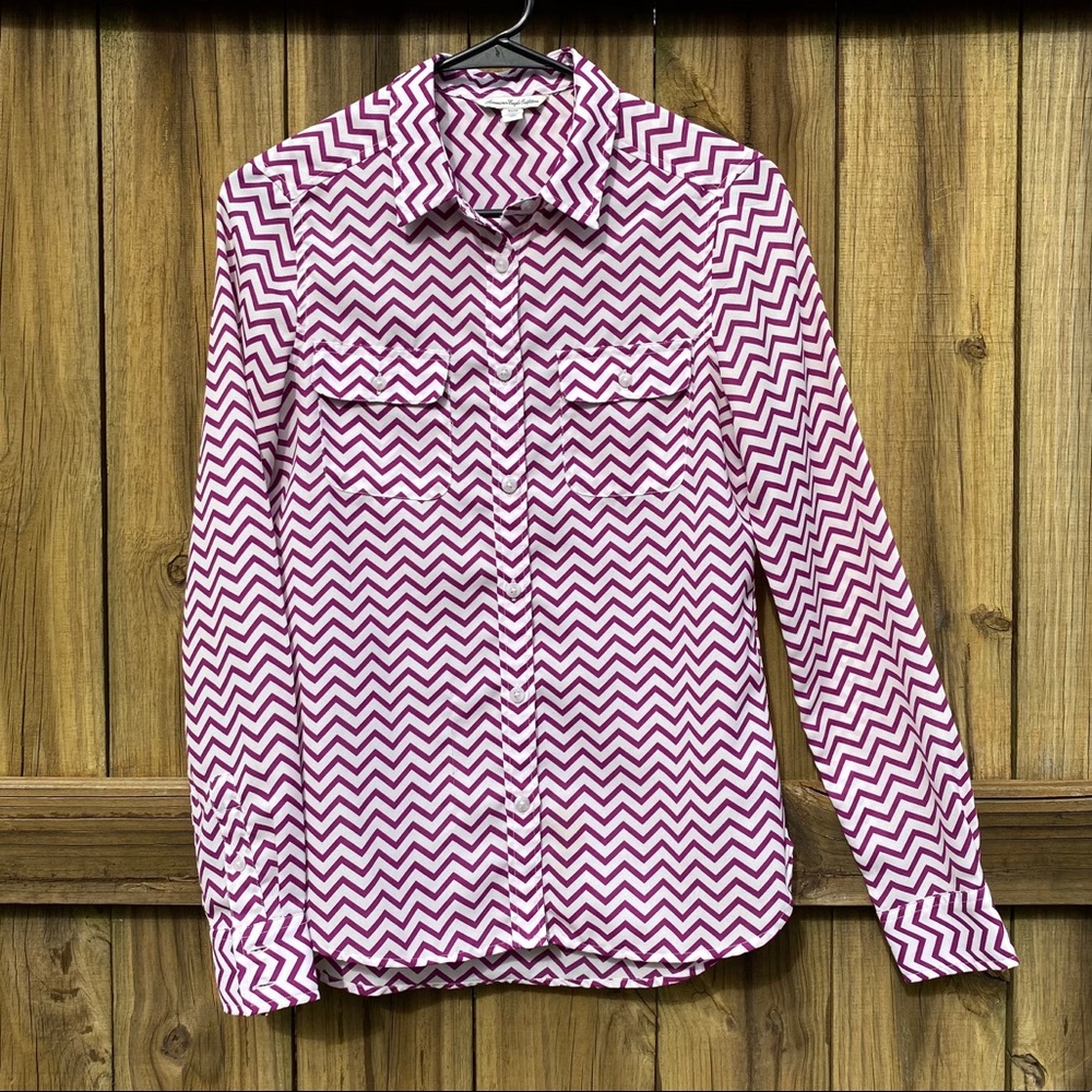American Eagle Outfitters | Chevron Print Blouse | XS | Purple